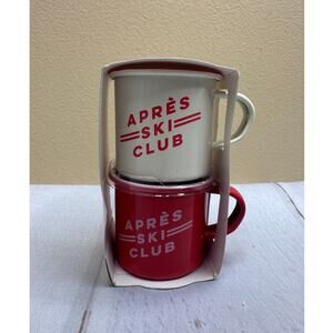 Après Ski‎ Club Espresso Mug Set of 2 Red Cream NEW
